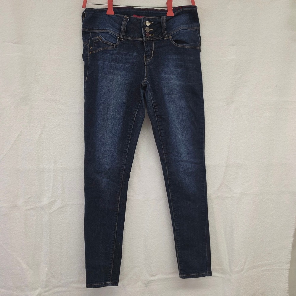 YMI Jeans Womens Juniors Dark Wash High Rise Skinny Jeans Blue Size 9